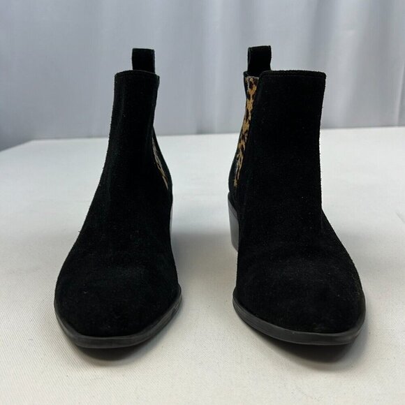 Crown Vintage Womens Black Pointed Toe Block Heel Pull-On Chelsea Boots Sz 8.5M - Picture 5 of 9
